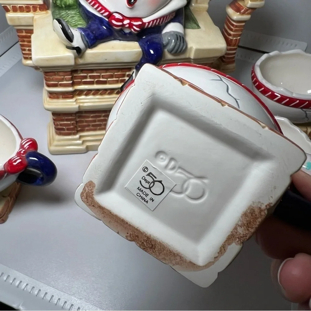 Dept. 56 Storybook “Humpty Dumpty” Handpainted Teapot & Cups